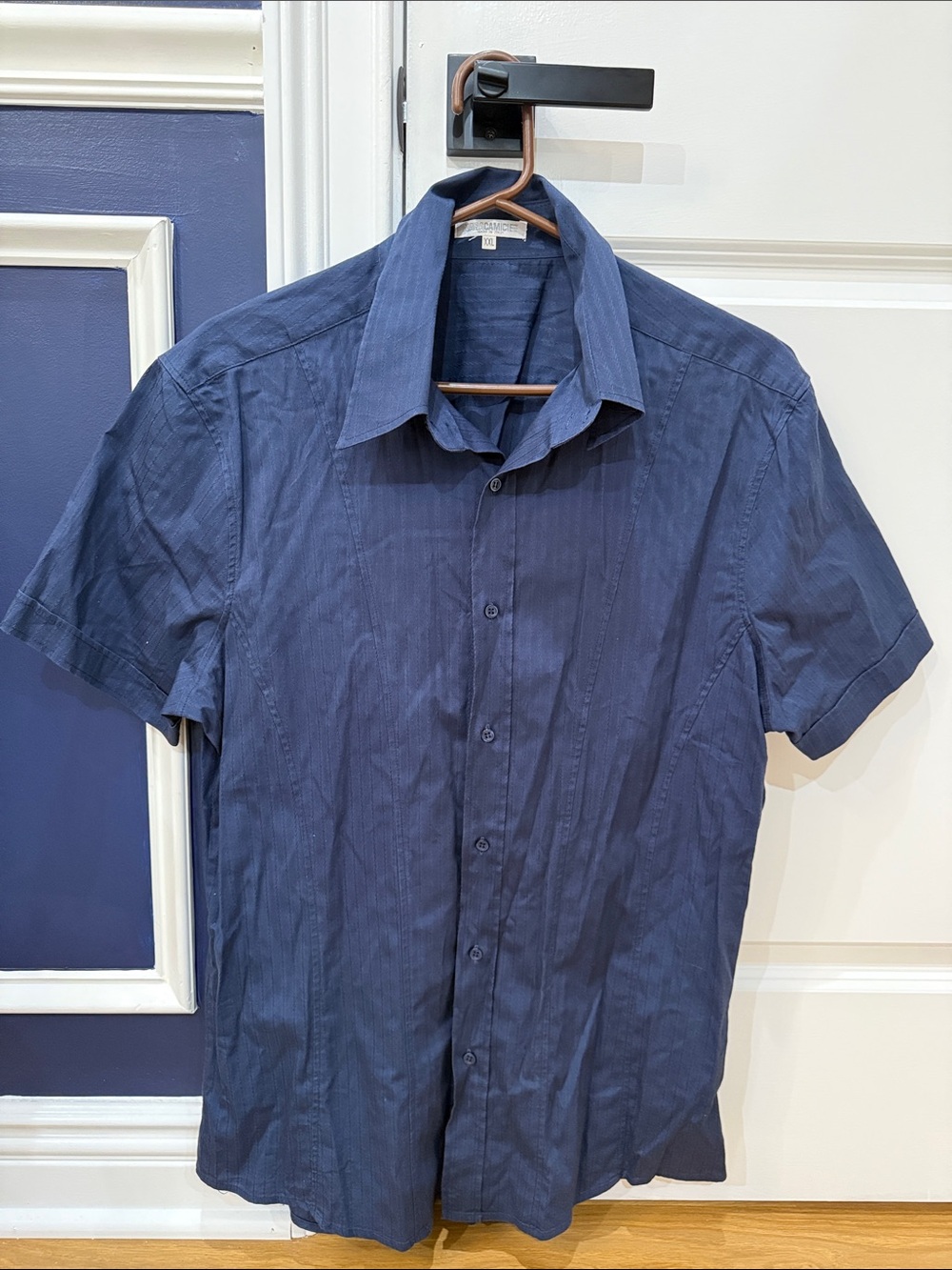 Naracamicie Navy Short-Sleeve Casual Button-Down Shirt